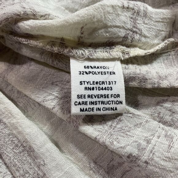 MINE Anthropologie Blouse Smocked Peplum Flutter Sleeve Womens S Cream Brown - Picture 12 of 13